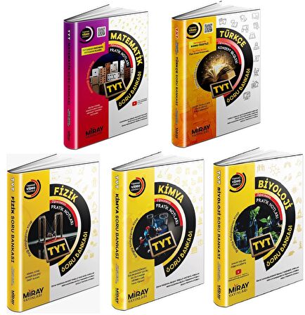 Miray Tyt Matematik + Türkçe + Fizik + Kimya + Biyoloji Soru Seti 5 Kitap 2023