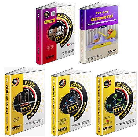 Miray Tyt Matematik + Geometri + Fizik + Kimya + Biyoloji Soru Seti 5 Kitap 2023