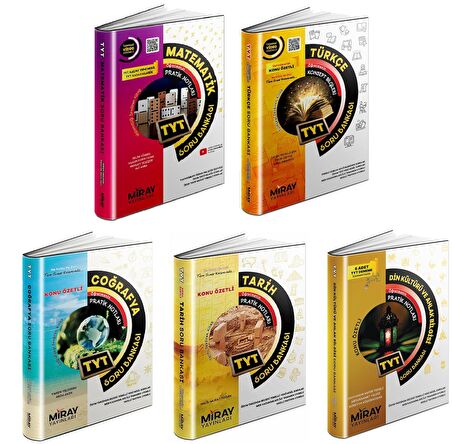 Miray Tyt Matematik + Türkçe + Tarih + Coğrafya + Din Soru Seti 5 Kitap 2023