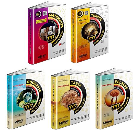 Miray Tyt Matematik + Türkçe + Tarih + Coğrafya + Felsefe Soru Seti 5 Kitap 2023