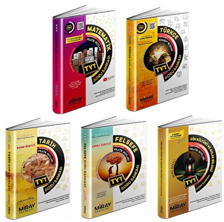 Miray Tyt Matematik + Türkçe + Tarih + Felsefe + Din Soru Seti 5 Kitap 2023
