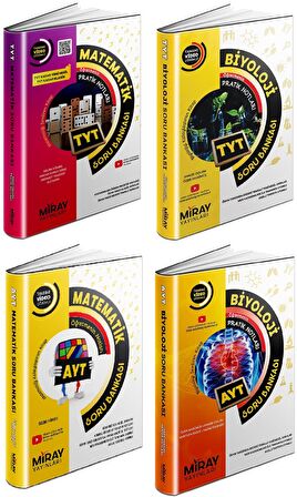 Miray Tyt Ayt Matematik + Biyoloji Soru Bankası Seti 4 Kitap 2023