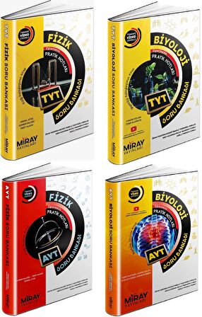 Miray Tyt Ayt Fizik + Biyoloji Soru Bankası Seti 4 Kitap 2023