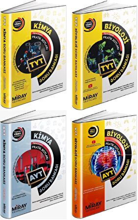 Miray Tyt Ayt Biyoloji + Kimya Soru Bankası Seti 4 Kitap 2023