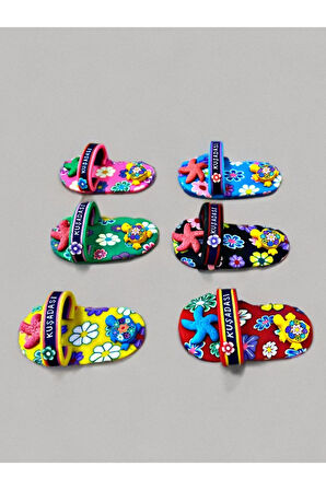 Kuşadası Yazılı Terlik Şeklinde Çeşitli Renklerde Hamur Magnet