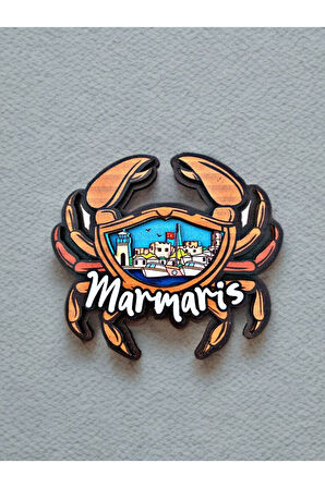 MARMARİS Temalı Magnet Ahşap Lazer Kesim 3 Boyutlu Buzdolabı Süsü