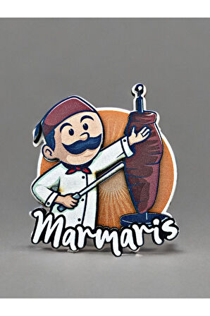 MARMARİS Temalı Magnet Ahşap Lazer Kesim 3 Boyutlu Buzdolabı Süsü