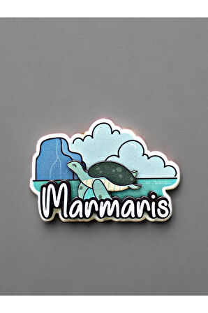 MARMARİS Temalı Magnet Ahşap Lazer Kesim 3 Boyutlu Buzdolabı Süsü