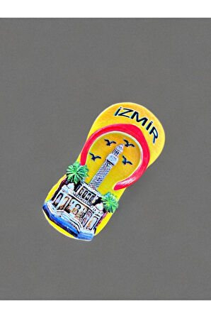 İzmir Temalı Polyester Terlik Magnet. 4 Cm X 8,5 Cm. Turuncu