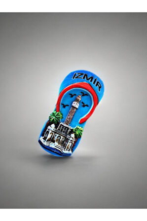 İzmir Temalı Polyester Terlik Magnet. 4 Cm X 8,5 Cm. Turuncu