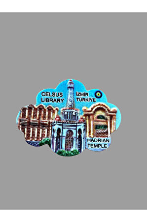 İZMİR Temalı Polyester Magnet. 9,5 cm x 7,5cm