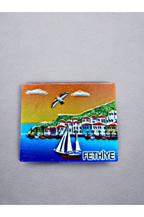 FETHİYE Temalı Kabartma Polyester Magnet. 8cm x 7 cm.