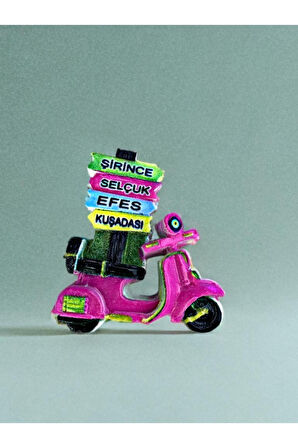 Şirince & Selçuk & Efes & Kuşadası Temalı Polyester Magnet. Pembe