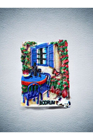 BODRUM Temalı Kabartmalı Polyester Magnet. 6cm x 8cm.