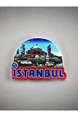 İstanbul Temalı Kabartma Polyester Magnet 7,5cm X 6cm. Mavi