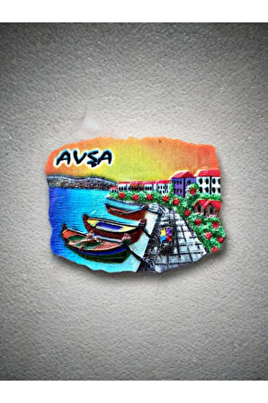 AVŞA Temalı Kabartma Polyester Magnet. 8cm x 6cm. Turuncu