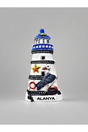 Alanya Temalı Kabartma Polyester Magnet. 4,5cm X 9cm