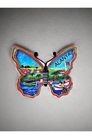 ALANYA Temalı Kabartma Polyester Magnet. 10cm x 8cm. Yeşil