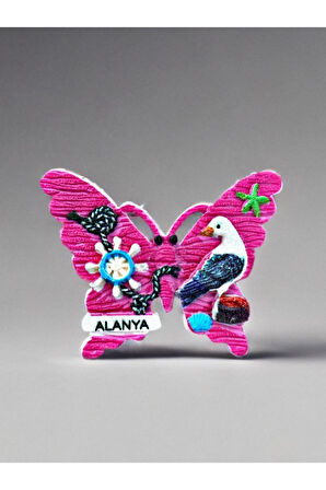 ALANYA Temalı Kabartma Polyester Magnet. 8,5cm x 6,5cm Mavi