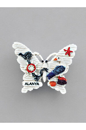 ALANYA Temalı Kabartma Polyester Magnet. 8,5cm x 6,5cm Mavi