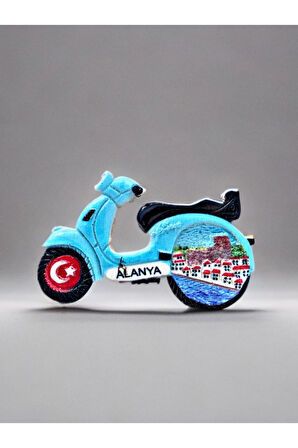 ALANYA Temalı Kabartma Polyester Magnet. 9cm x 5cm. Kırmızı