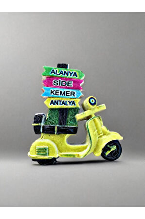 ALANYA / SİDE / KEMER / ANTALYA Temalı Kabartma Polyester Magnet. 6,5cm x 6,5cm. Sarı