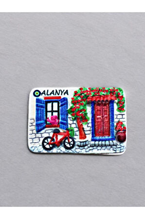 ALANYA Temalı Kabartma Polyester Magnet. 7cm x 5cm.