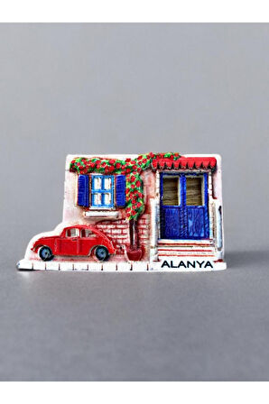 ALANYA Temalı Kabartma Polyester Magnet. 9cm x 5,5 cm.