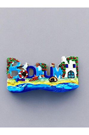 BODRUM Temalı Kabartmalı Polyester Magnet. 10cm x 5cm.