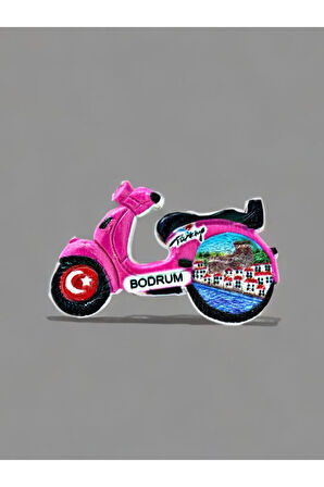 BODRUM Temalı Kabartmalı Polyester Magnet. 9cm x 5cm. Kırmızı