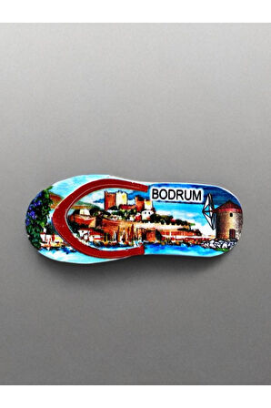 BODRUM Temalı Kabartmalı Polyester Magnet. 9cm x 4cm. Lacivert