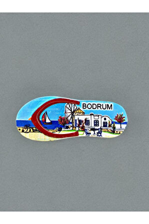 BODRUM Temalı Kabartmalı Polyester Magnet. 9cm x 4cm. Mavi