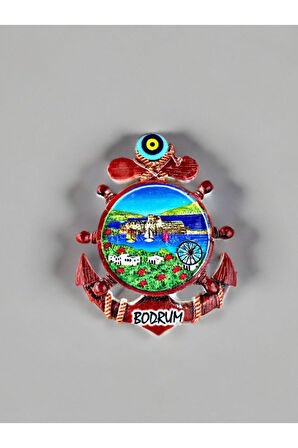 BODRUM Temalı Kabartmalı Polyester Magnet. 6,5cm x 8cm. Lacivert