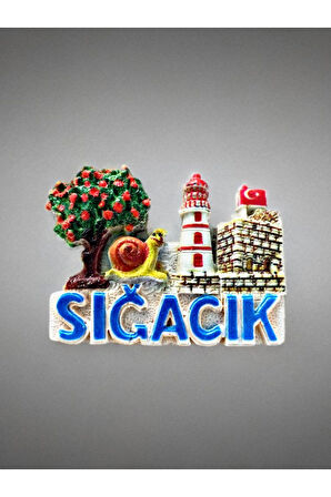 SIĞACIK Temalı Kabartmalı Polyester Magnet 7,5cm x 5,5cm Kırmızı