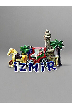 İzmir Temalı Kabartmalı Polyester Magnet 9cm X 7cm Lacivert
