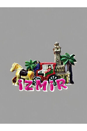 İzmir Temalı Kabartmalı Polyester Magnet 9cm X 7cm Lacivert