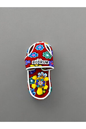 BODRUM Temalı Hamur Magnet 4cm x 7cm Kırmızı