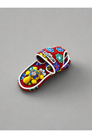 BODRUM Temalı Hamur Magnet 4cm x 7cm Kırmızı