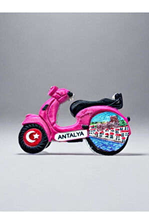 ANTALYA Temalı Kabartmalı Polyester Magnet 8,5cm x 5,5cm Pembe