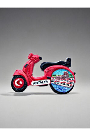 ANTALYA Temalı Kabartmalı Polyester Magnet 8,5cm x 5,5cm Pembe