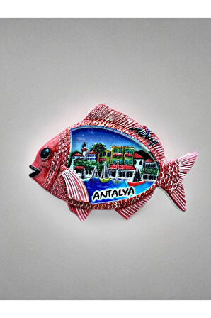 ANTALYA Temalı Kabartmalı Polyester Magnet 8,5 cm x 6cm Kırmızı