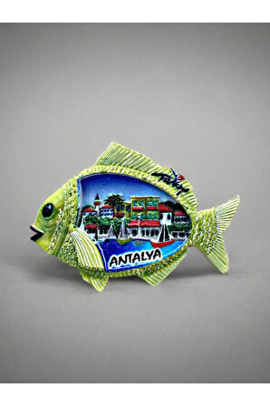 ANTALYA Temalı Kabartmalı Polyester Magnet 8,5 cm x 6cm Kırmızı