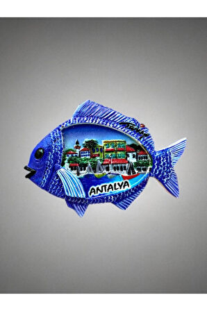 ANTALYA Temalı Kabartmalı Polyester Magnet 8,5 cm x 6cm Lacivert