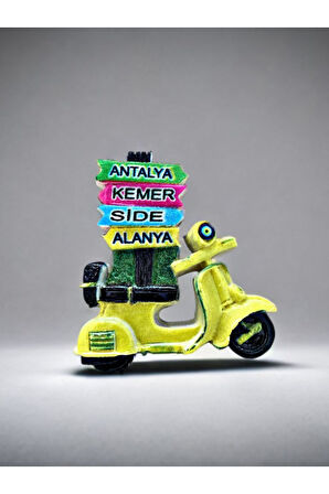 ANTALYA / KEMER / SİDE / ALANYA Temalı Kabartmalı Polyester Magnet 6,5cm x 6,5cm Kırmızı