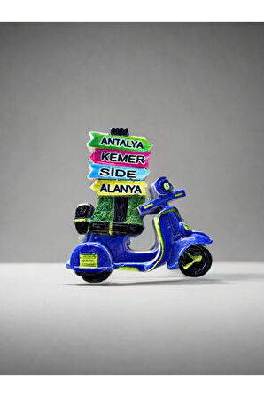 ANTALYA / KEMER / SİDE / ALANYA Temalı Kabartmalı Polyester Magnet 6,5cm x 6,5cm Lacivert