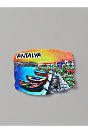 ANTALYA Temalı Kabartmalı Polyester Magnet 7cm x 5cm Turuncu