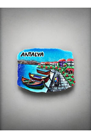 ANTALYA Temalı Kabartmalı Polyester Magnet 7cm x 5cm Turuncu