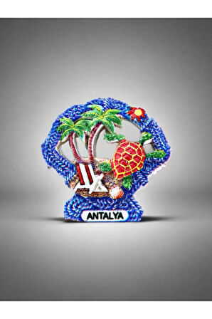 ANTALYA Temalı Kabartmalı Polyester Magnet 7cm x 7cm