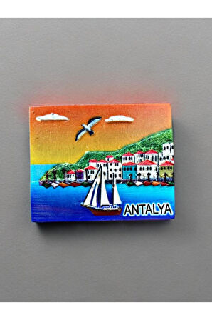 ANTALYA Temalı Kabartmalı Polyester Magnet 7cm x 5,5cm Mavi