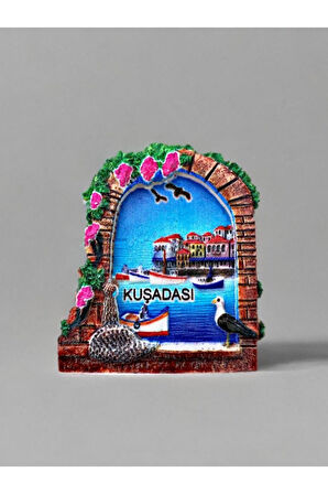 KUŞADASI Temalı Kabartmalı Polyester Magnet 6,5cm x 8cm.